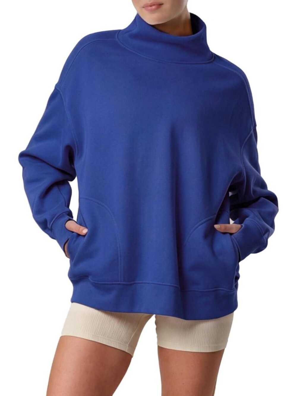Cozy Oversized Mock Neck Sweatshirt | Cloud Fleece Lined Pullover for Women